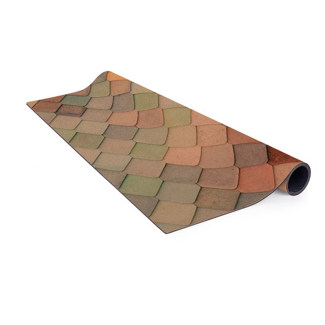 tapis multicolore moderne Ecailles de poisson en pierre de couleur pastel