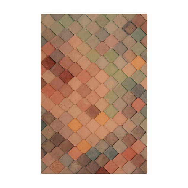 Tapis en liège - Pastel Coloured Stone Scales Of Fish - Format portrait 2:3