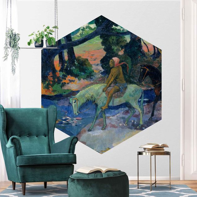 Papiers peints cheval Paul Gauguin - L'évasion, le gué