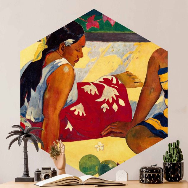 Tableau impressionniste Paul Gauguin - Parau Api (Deux femmes de Tahiti)