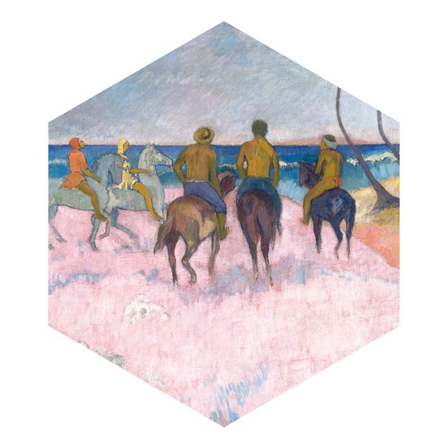 Papier peint hexagonal Paul Gauguin - Cavaliers sur la plage