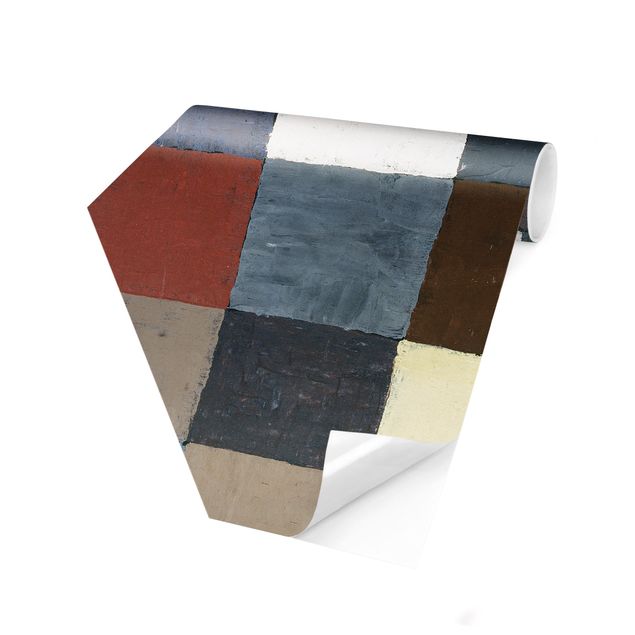 Papier peint hexagonal Paul Klee - Tableau des couleurs (sur gris)