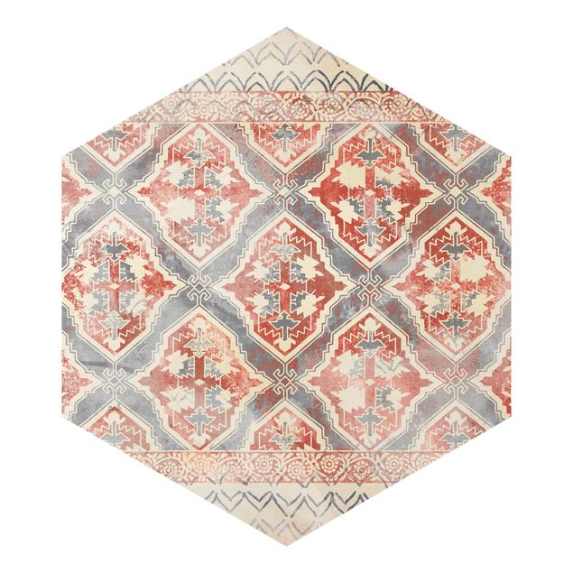 tapisserie panoramique Motif vintage persan en indigo II