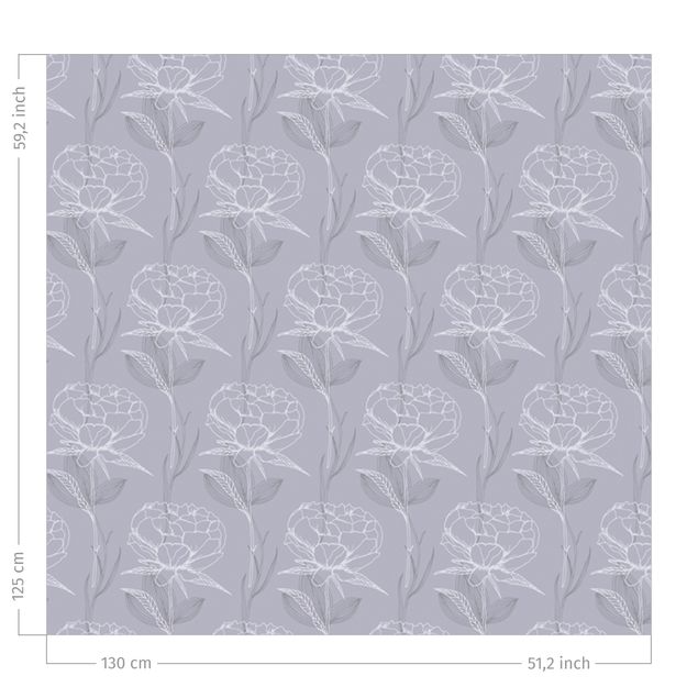 rideaux cuisine moderne Peony Pattern - Pastel Greyish Violet