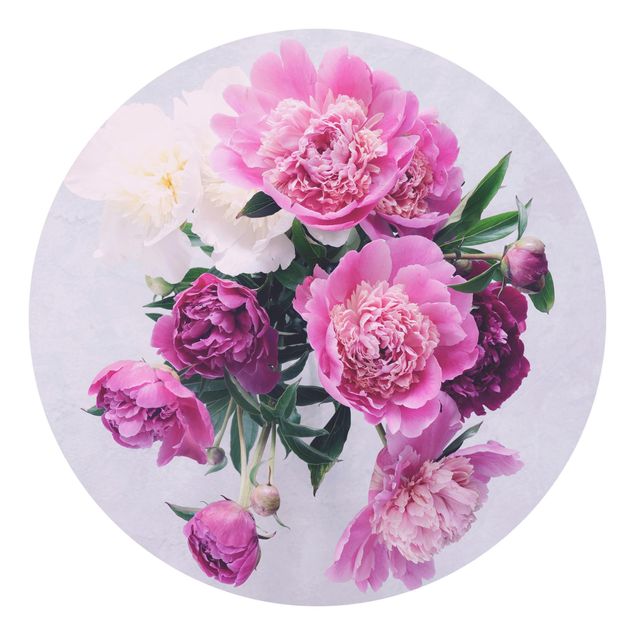 Papier peint floral Pivoines Shabby Rose Blanc