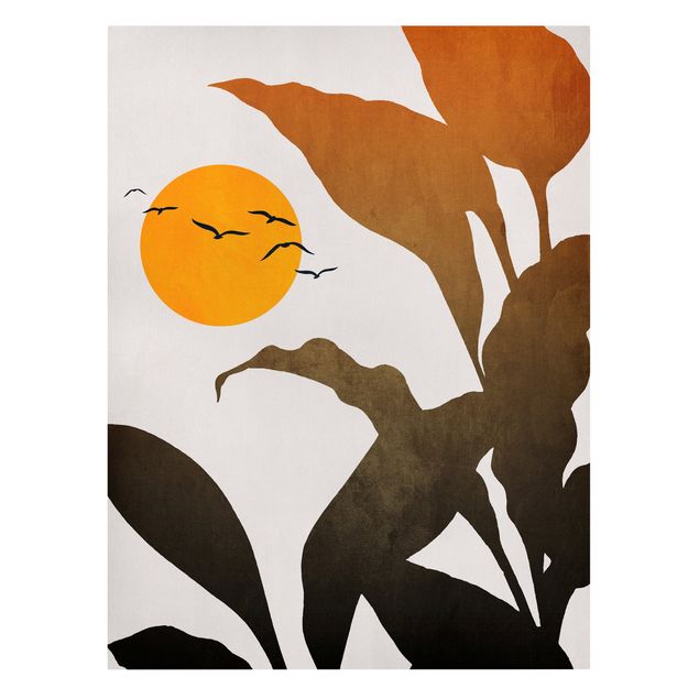 Tableau animaux Flore avec soleil jaune