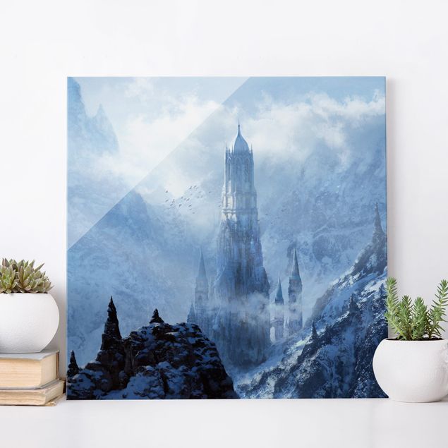 Tableau montagne Fantasy Castle In Snowy Landscape