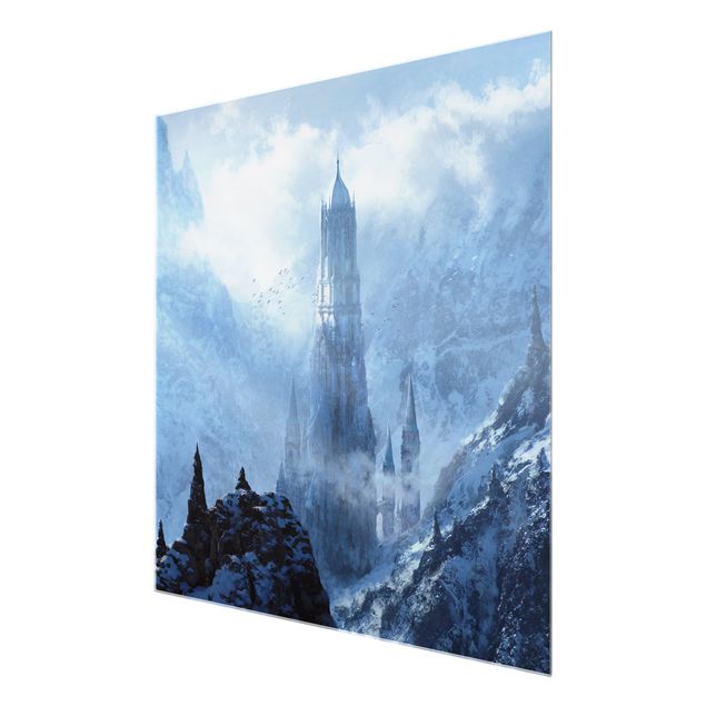 Tableau deco bleu Fantasy Castle In Snowy Landscape
