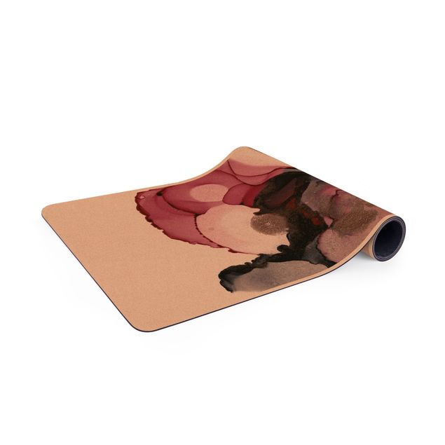 Tapis de yoga - Pink Beige Drops With Pink Gold