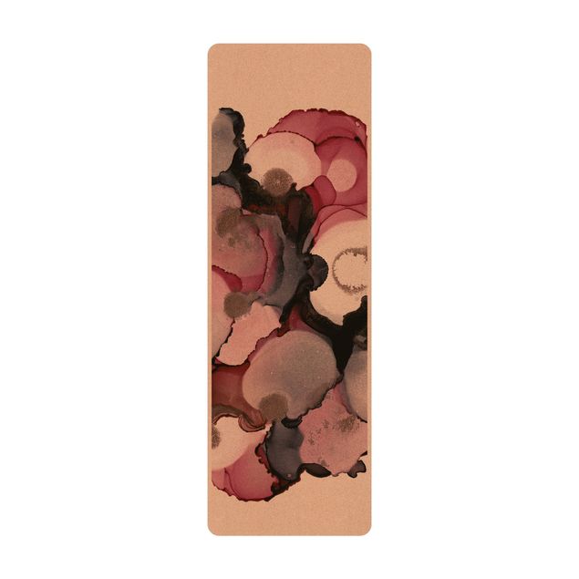 Tapis de yoga - Pink Beige Drops With Pink Gold