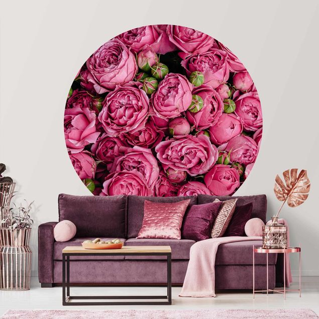 Papier peint fleurs roses Pivoines roses