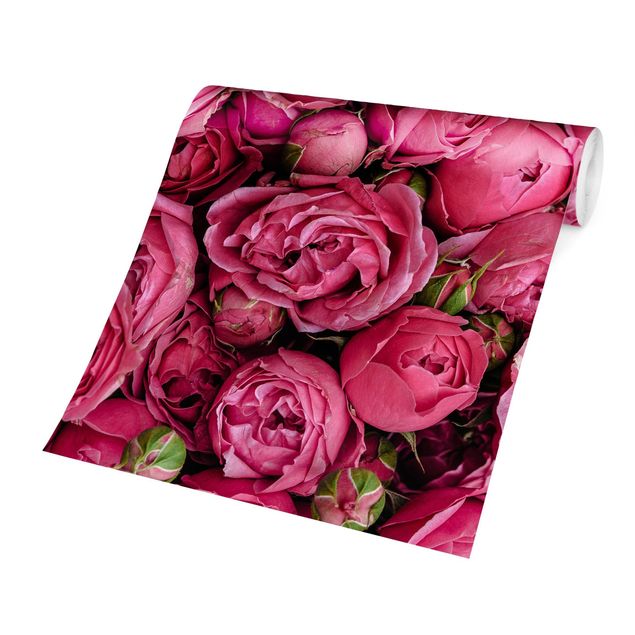 tapisserie panoramique Pivoines roses