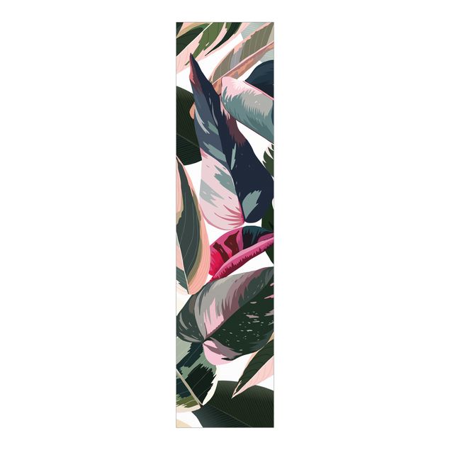 Panneaux coulissants avec fleurs Motif tropical rose XXL