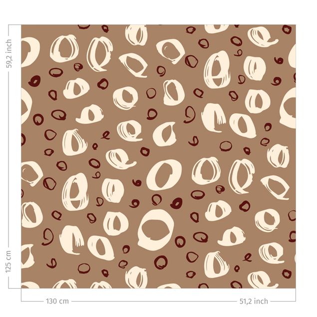 rideaux cuisine moderne Painted Circle Pattern - Beige, White And Red