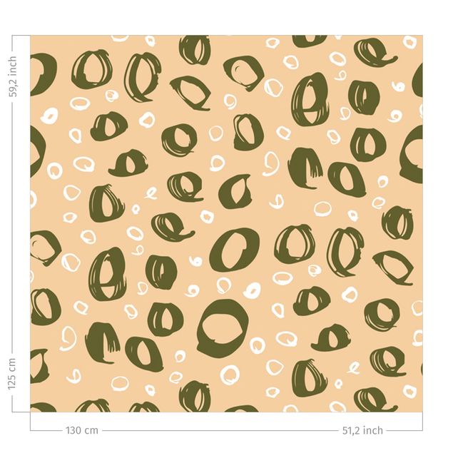 rideaux salon moderne Painted Circle Pattern - Pastel Orange And Olive Green