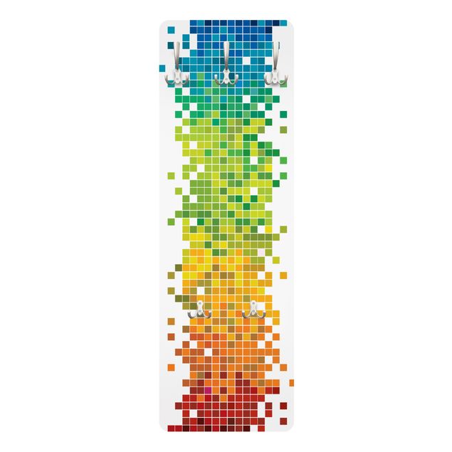 Porte manteau mural couleur Arc-en-ciel de pixels