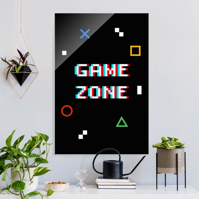 Tableaux en verre citations Pixel Text Game Zone