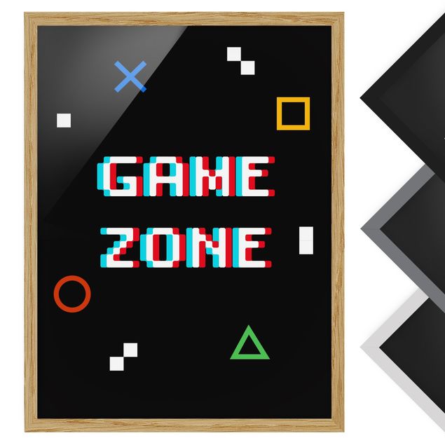 Tableau encadré Pixel Text Game Zone
