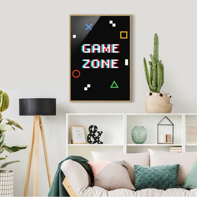 Affiches encadrées vintage Pixel Text Game Zone