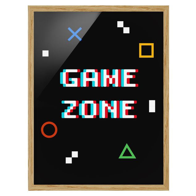 Tableau multicolore Pixel Text Game Zone