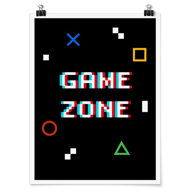 Tableau multicolore Pixel Text Game Zone