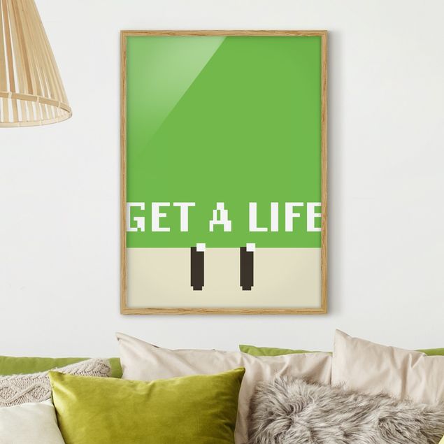 Tableaux encadrés citations Pixel Text Get A Life In Green