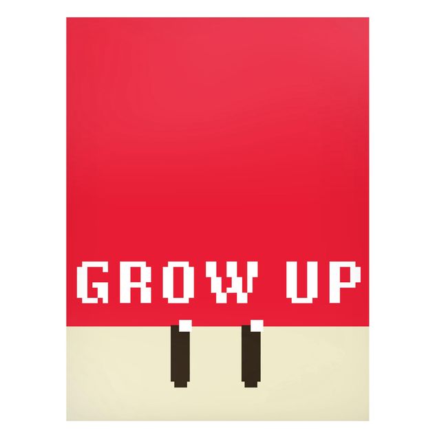 Tableau moderne Pixel Text Grow Up In Red