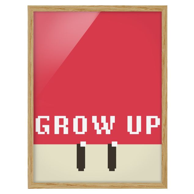 Tableau rouge Pixel Text Grow Up In Red