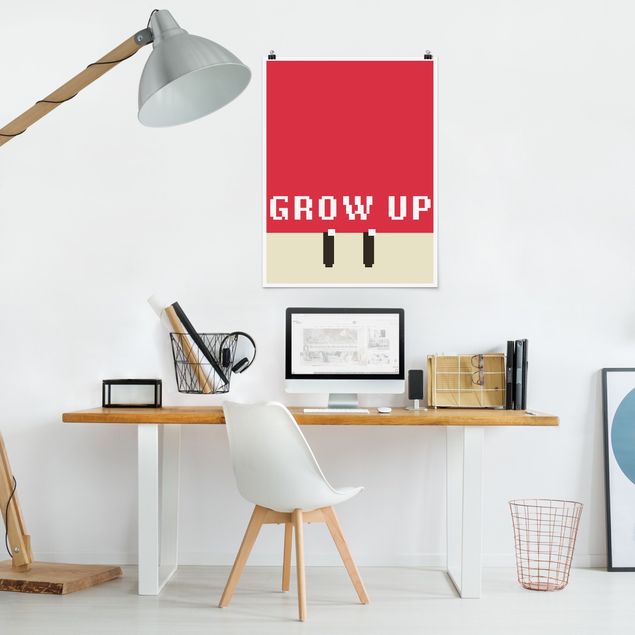 Posters citations Pixel Text Grow Up In Red