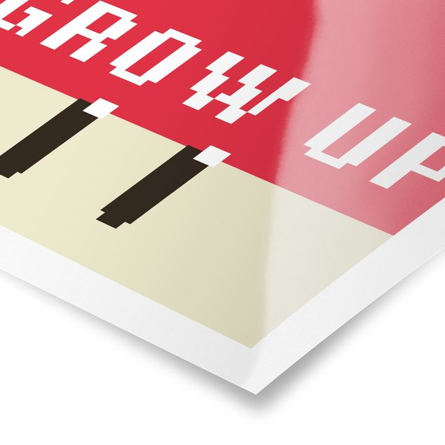 Affiche déco Pixel Text Grow Up In Red