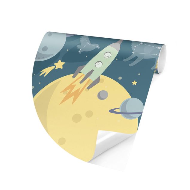 Papier peint moderne Planètes avec zodiaque et missiles