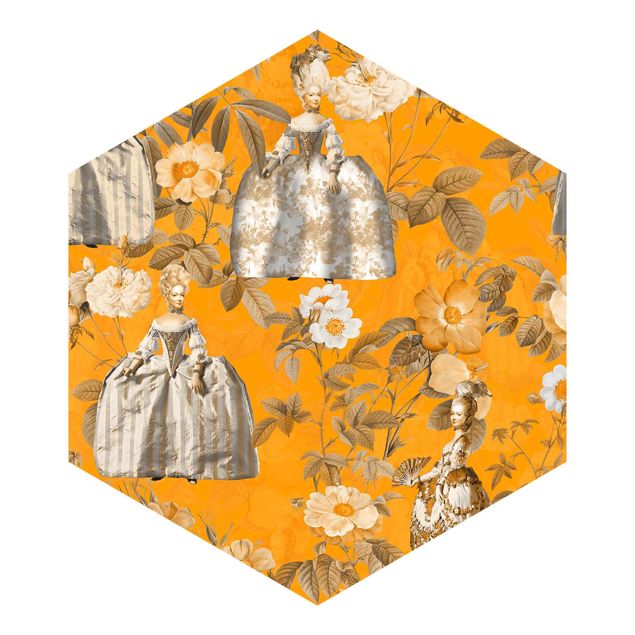 Tapisserie orange Robe Opulente Dans Le Jardin Sur Orange