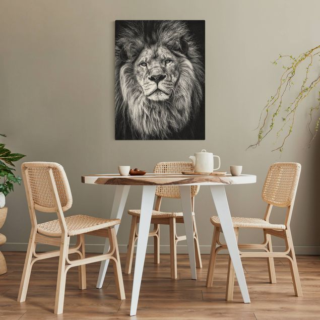 Tableaux moderne Portrait Lion Noir Et Blanc