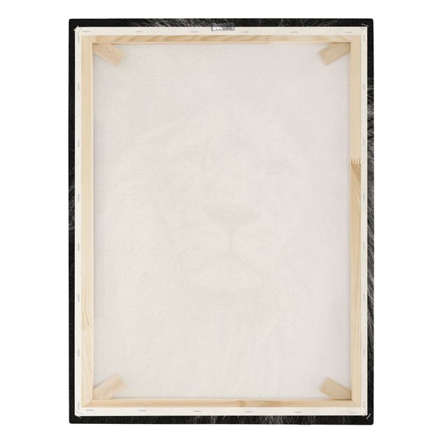 Tableau sur toile or - Portrait Lion Black And White