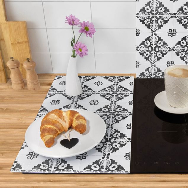 Cache plaques de cuisson - Portuguese Vintage Ceramic Tiles - Sintra Black And White