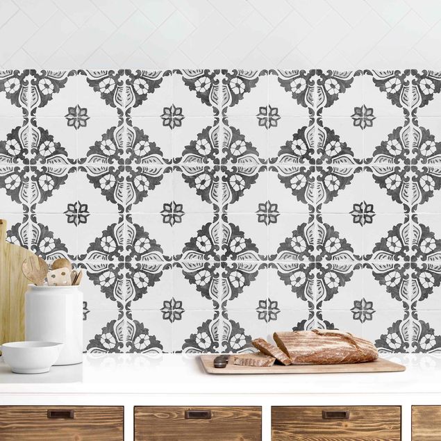 Déco mur cuisine Portuguese Vintage Ceramic Tiles - Sintra Black And White