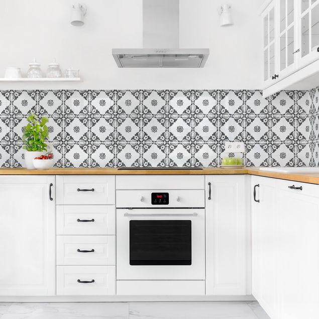 crédence effet carreau de ciment Portuguese Vintage Ceramic Tiles - Sintra Black And White