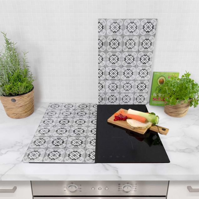 Cache plaques de cuisson Portuguese Vintage Ceramic Tiles - Tomar Black And White