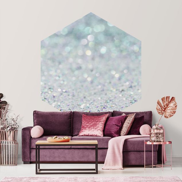 Papier peint moderne Princess Glitter Landscape In Mint Colour