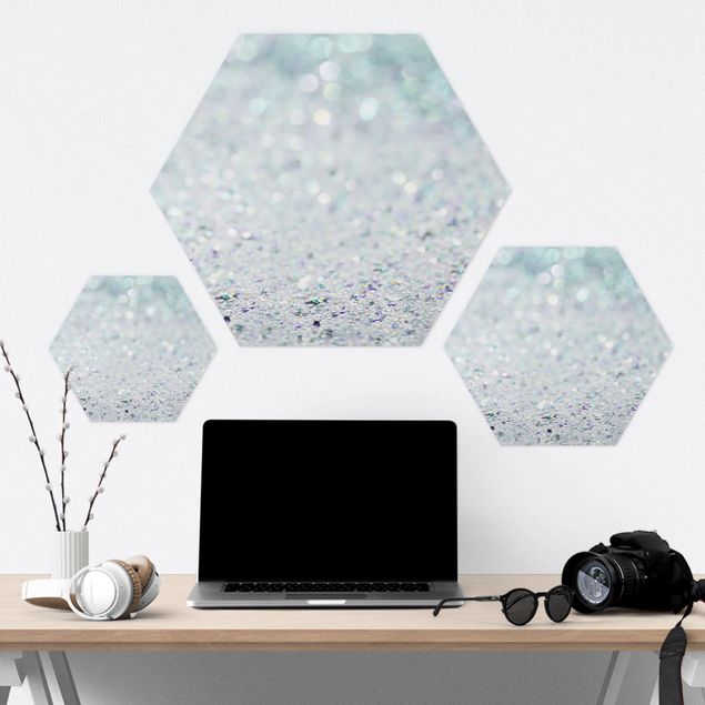 Tableau hexagonal Princess Glitter Landscape In Mint Colour