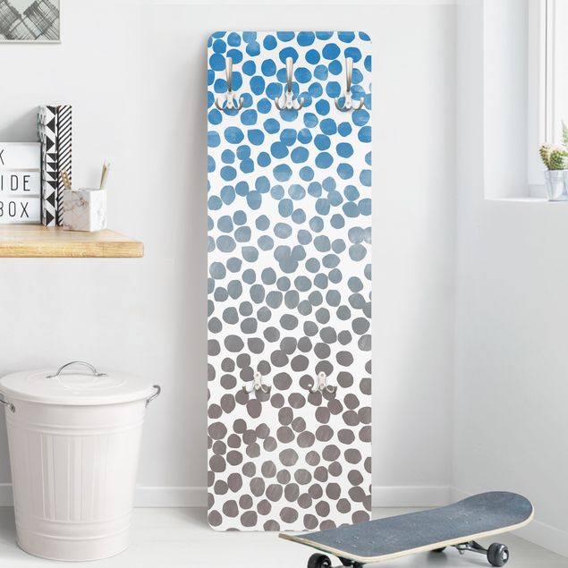 Porte-manteaux muraux avec dessins Motif à pois Bleu Gris - Dégradé de couleurs