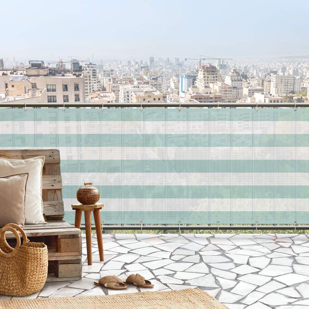 habillage terrasse Rayures horizontales en menthe pastel