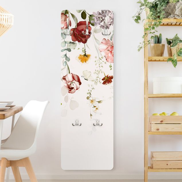 Porte-manteaux muraux avec fleurs Trailing Flowers Watercolour