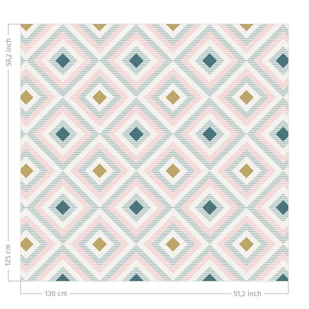 rideaux sur mesure Rhombic Pattern With Stripes In Shades Of Pink And Blue