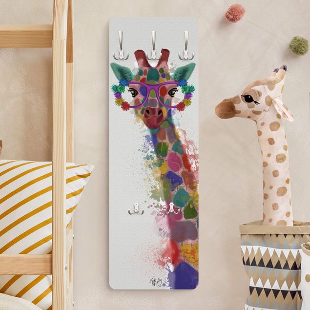 Déco chambre bébé Taches arc-en-ciel Trio de Girafe