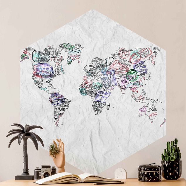 Papiers peints modernes Silhouette urbaine de Passeport Carte du Monde