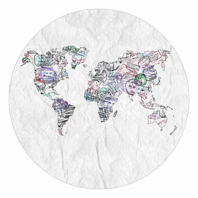 Tapiserie blanche Silhouette urbaine de Passeport Carte du Monde