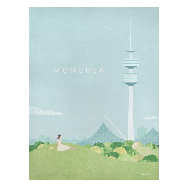 Tableau bleu Poster de voyage - Munich