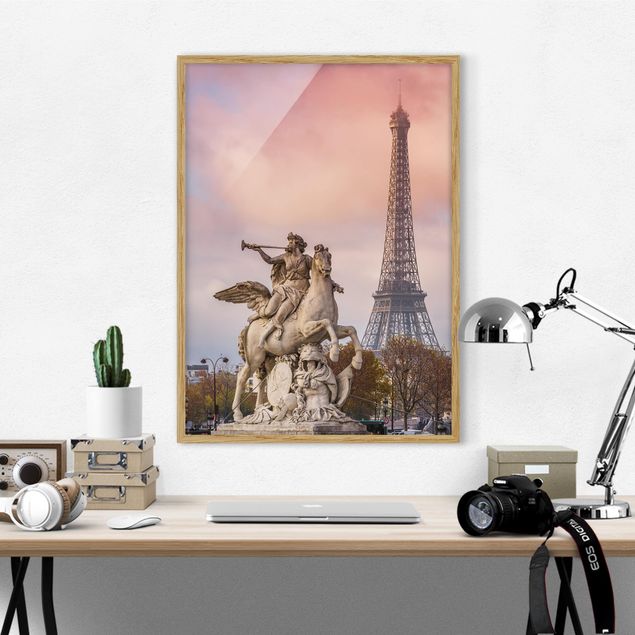 Tableau moderne Statue de cavalier devant la Tour Eiffel