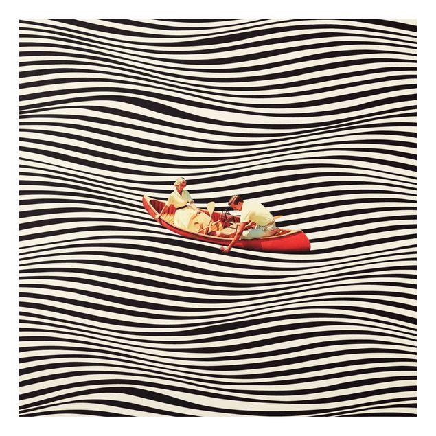 Tableaux noir et blanc Retro Collage - Trip With A Boat